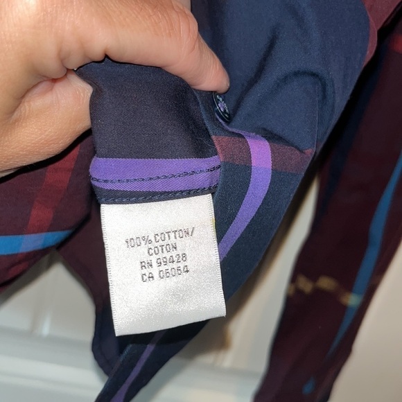 Beautiful windowpane plaid cotton shaped fit button down men shirt bugatchi  XL - Picture 5 of 9